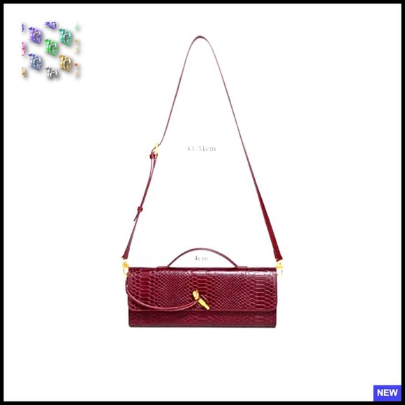 Leather Clutch Bag Crocodile Print Elegant Evening Handbag Crossbody Tote - Picture 4 of 6